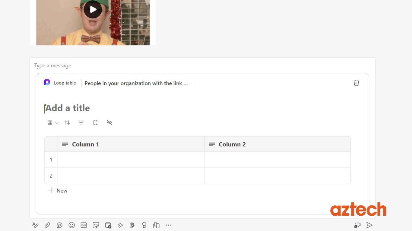 loop table in teams chat